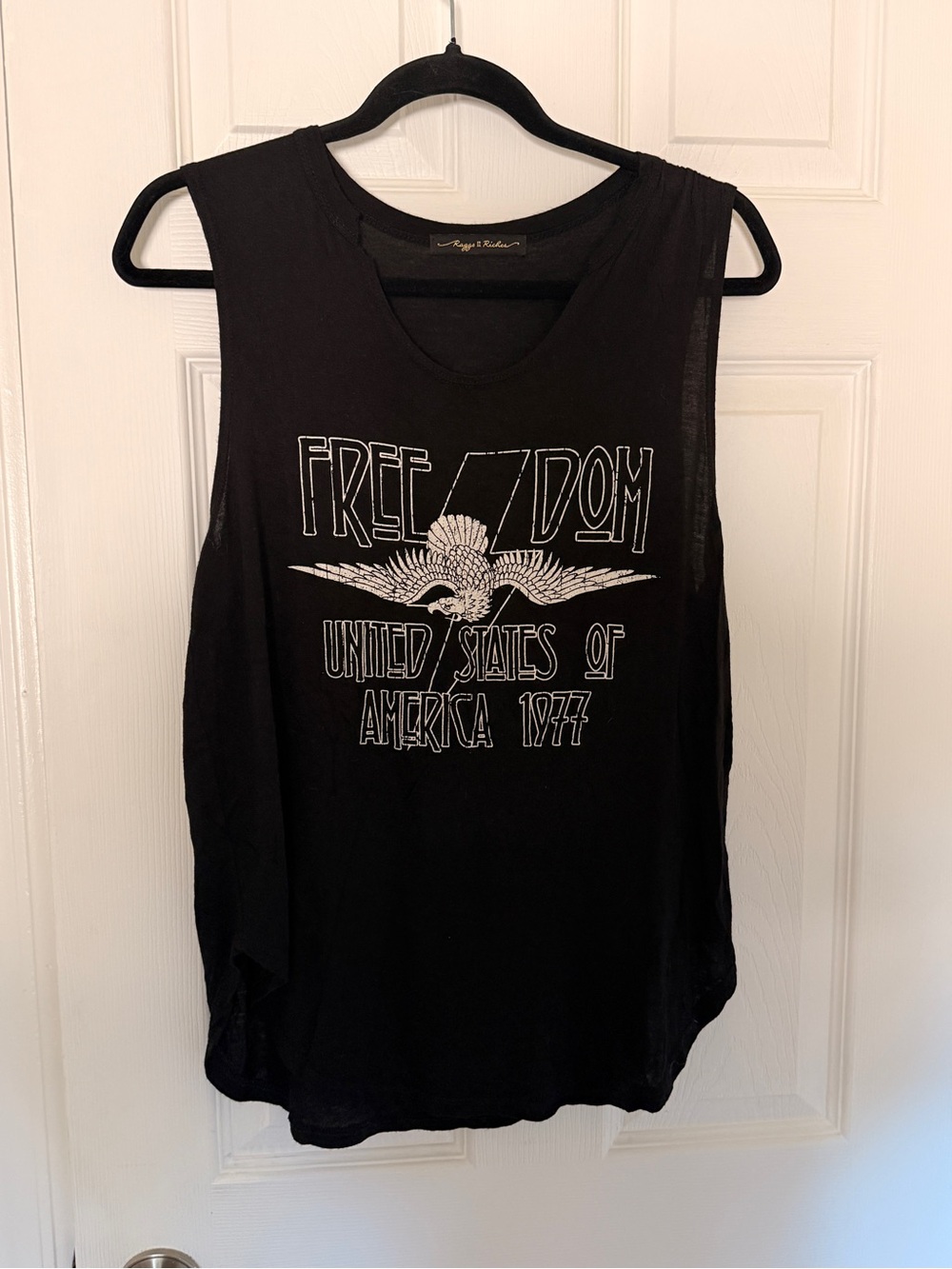 Rags 2 Riches Cut Black Graphic Muscle Tank